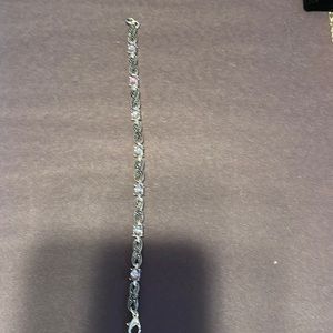 Antique and Amethyst silver plated 7 inch bracelet